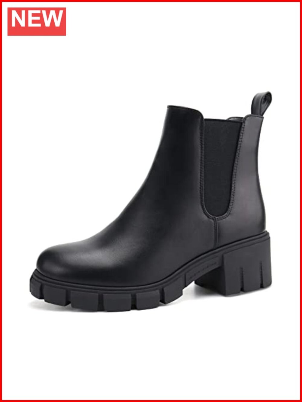Women Platform Ankle Boots Elastic Chelsea Boots Mid Heel Slip on Booties